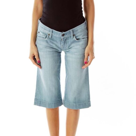 7 For All Mankind Pants - 7 For All Mankind Light Blue Straight Cropped Jean
